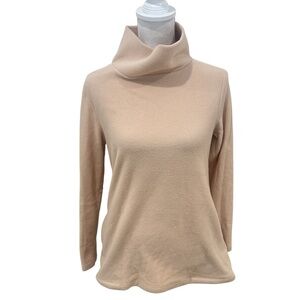 Dudley Stephens beige fleece Turtleneck Sweater cobble hill pockets size small